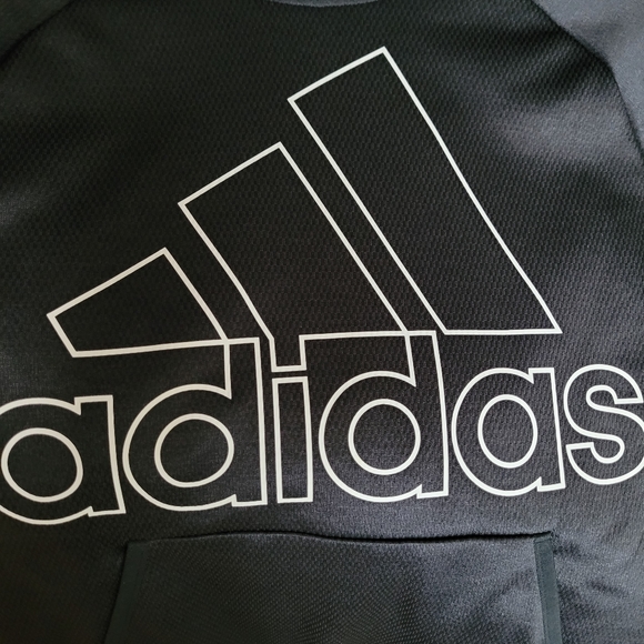 Adidas Climawarm Performance Hoodie Men's Small Gunmetal Gray Black Logo Fleece - Picture 7 of 7